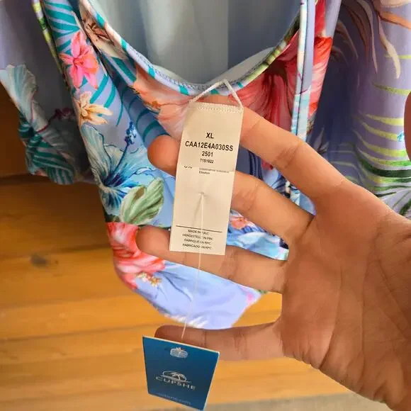 Cupshe Swimsuit Floral Flutter Tropical Ruffle One Piece NWT XL Boho Cottage - Picture 3 of 5